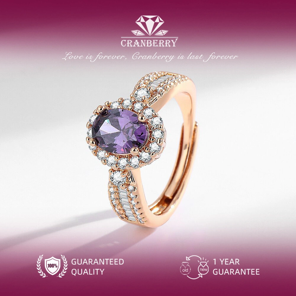 Cincin Wanita Permata Mewah Elegan Adjustable Cincin Tunangan Couple Wedding - Cranberry Jewelry R61