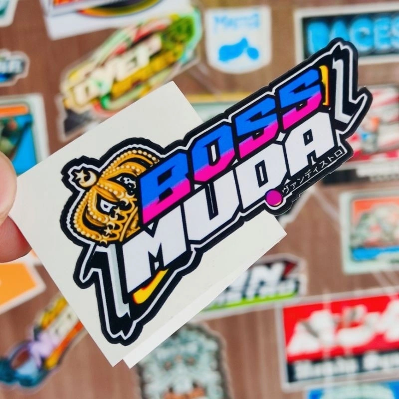 Stiker BOS MUDA GLOSSY (BARU+CUTTING GAMBAR MAHKOTA)