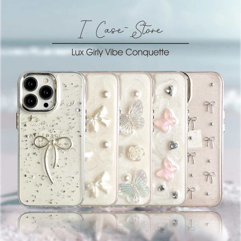 LUX 3D Silver Glitter 5 Varian Softcase Silikon Casing Hp Case iPhone 11 PRO MAX 12 PRO MAX 13 PRO MAX 14 14PLUS14PRO MAX 15 15PLUS15PRO MAX Sederhana Metalic Frame Mewah Square Edge Case Aesthetic Cewek-Case iPhone LUCU Pita ribbon Coquette