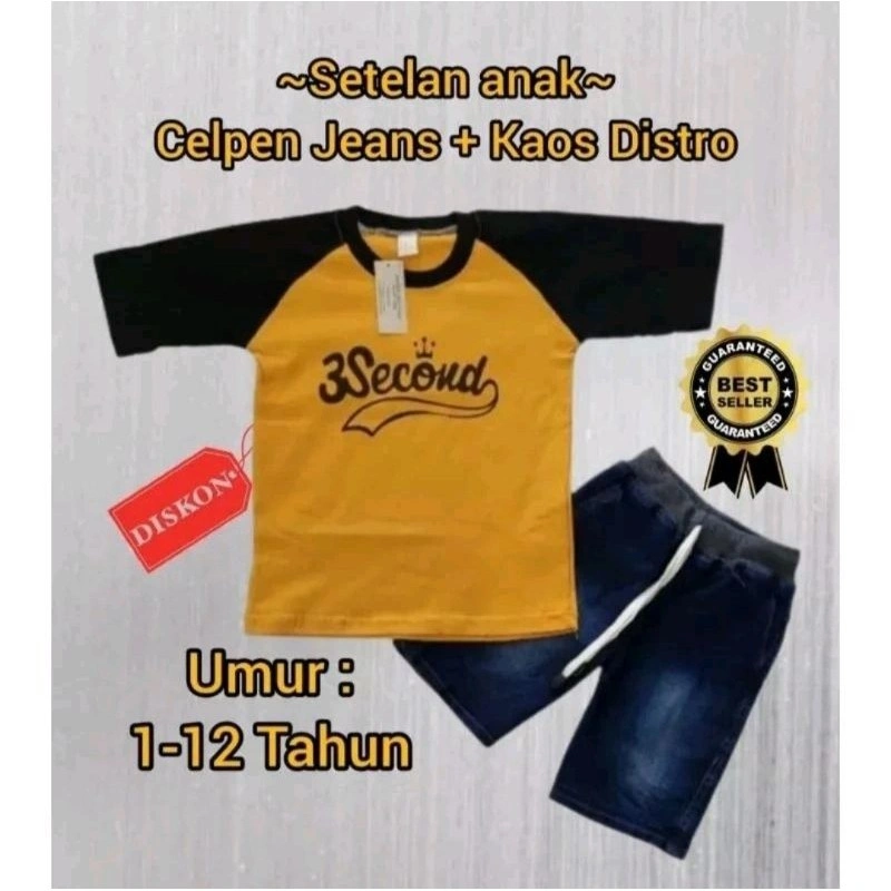 SETELAN KAOS + CELANA JEANS ANAK ANAK 2TH-12TH MURAH Berkwalitas terlaris