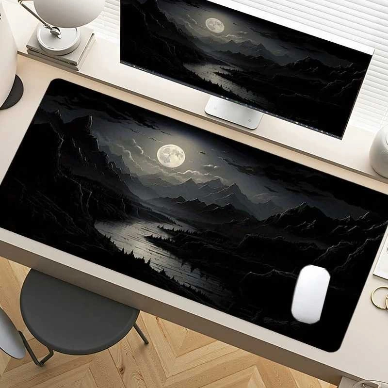 Gaming Mouse Pad Desk Mat Anti Slip XXL 900x400mm Besar Tebal Permukaan Lembut Presisi Kontrol Stabil Tebal Nyaman Alas Meja Kerja Anti Gores Untuk Game Setup Kantor Rumah Mousepad Large Size Print Pemandangan Malam