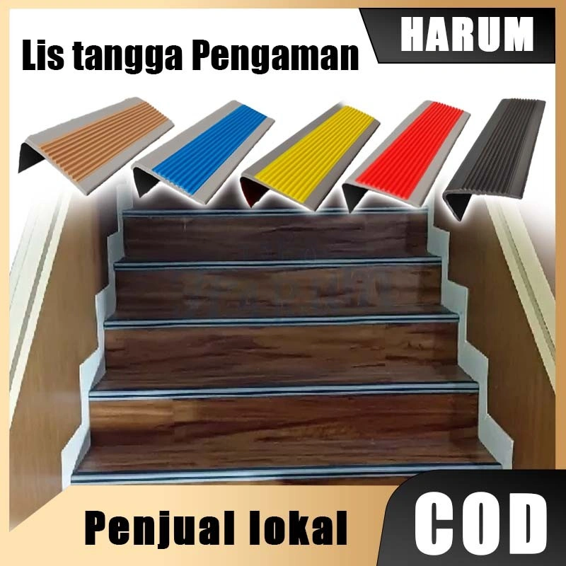 1 Roll/3 Meter Karet Stepnosing Tipe L Lis Tangga Pengaman Anti Selip dengan Perekat 3M PVC Kuat Awet