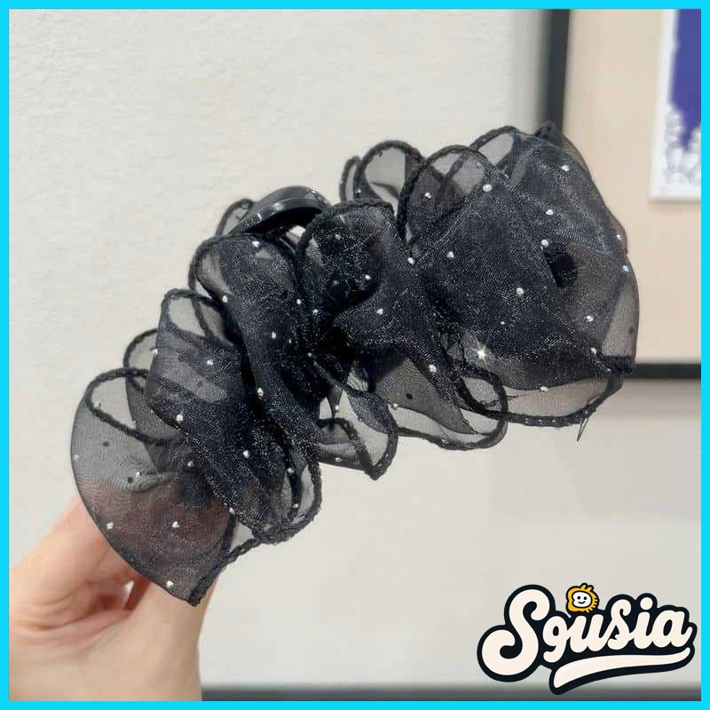 Jepit rambut gelembung berbintang, aksesori rambut temperamen retro, jepit rambut hiu hitam