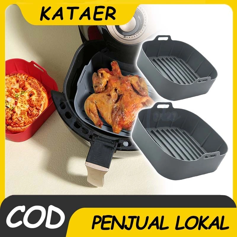 16cm 19cm Wadah Tray Air Fryer Silikon Tahan Minyak Reuseable / Air Fryer Silicone Pot