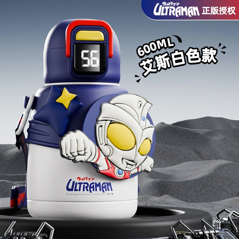 Tumbler Ultraman Anak Stainless Steel SUS316 Vacuum Anti Tumpah Dengan Pengukur Suhu Dingin Panas