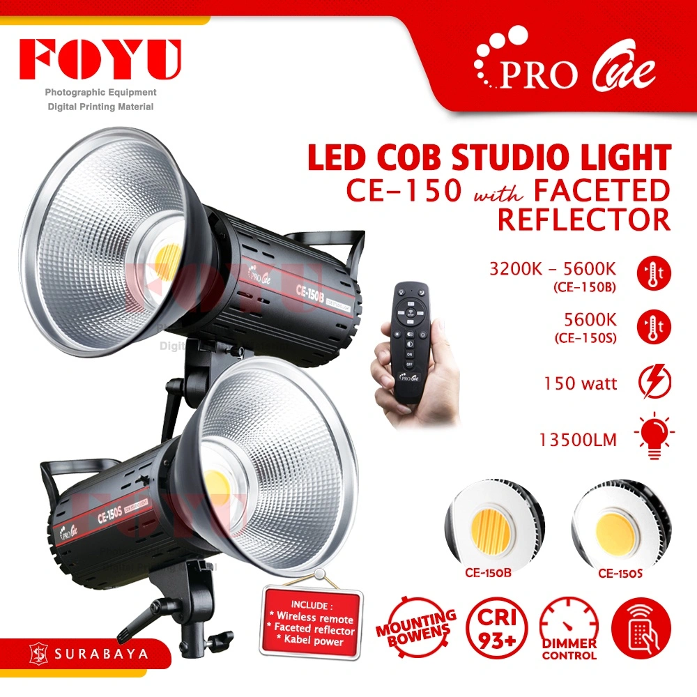 Professional LED COB Lampu Foto Video Studio Light Continuous Pro One CE-150