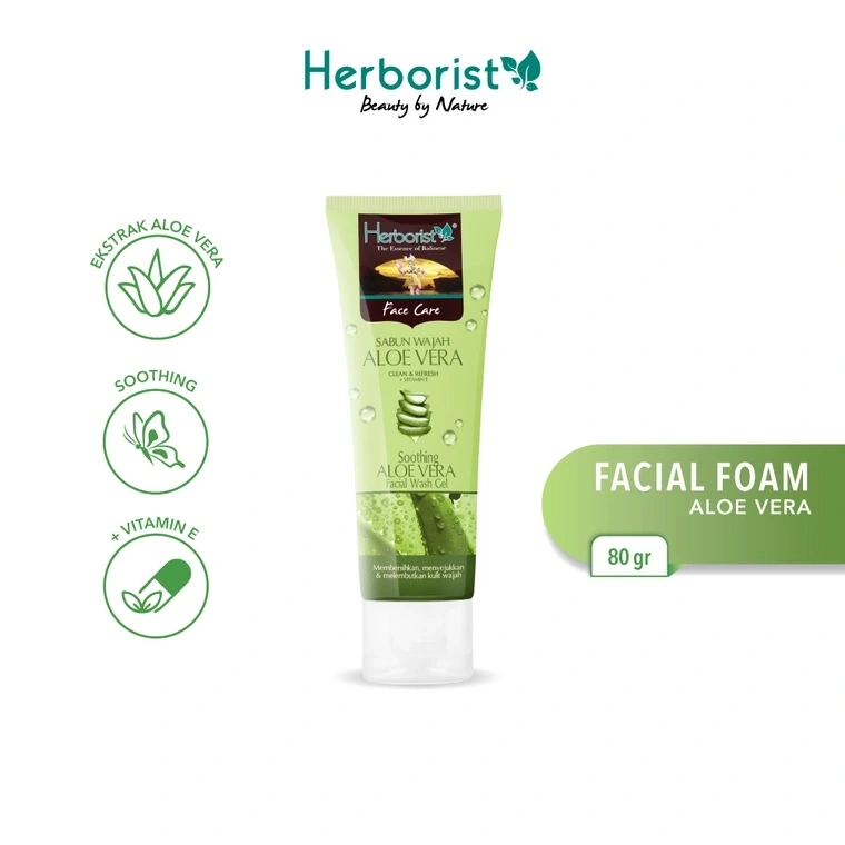 Herborist Facial Wash Gel (Sabun Wajah) Aloe Vera 80gr