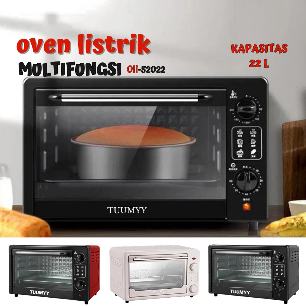 OVEN LISTRIK 22 LITER KAPASITAS JUMBO ELEKTRIC OVEN MULTIFUNGSI OVEN TERBARU 2 TINGKAT OLL-52022