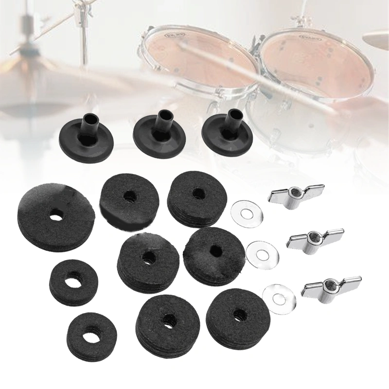 18pcs/set Cymbal Drum Key Cymbal Ring Washer Kit Drum Wing Nut Kunci Tuning Drum Wing Nut Sleeve Bekisting Sleeve