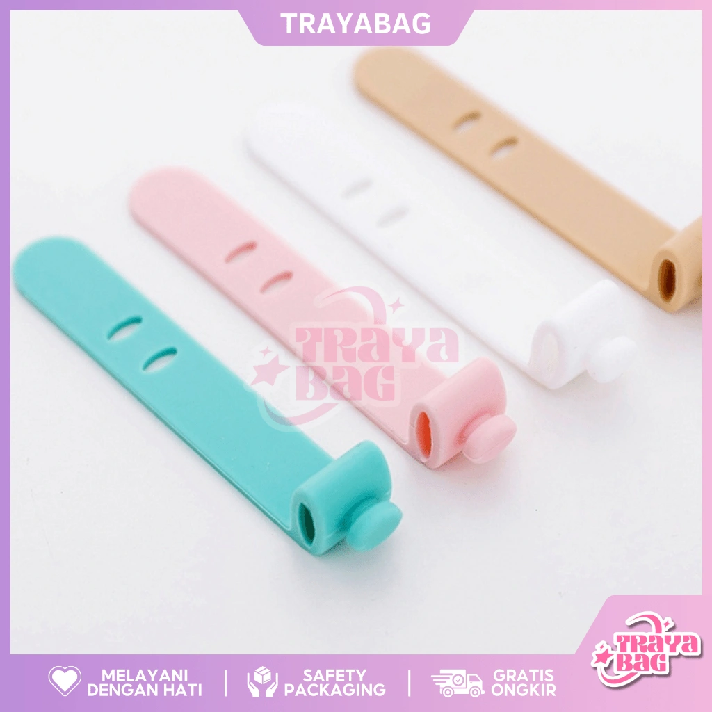 Pengikat Kabel Charger Silicon import Kabel Organizer Cable Clip Cord Holder Penggulung Kabel Headset Karet Perapih Kabel Warna