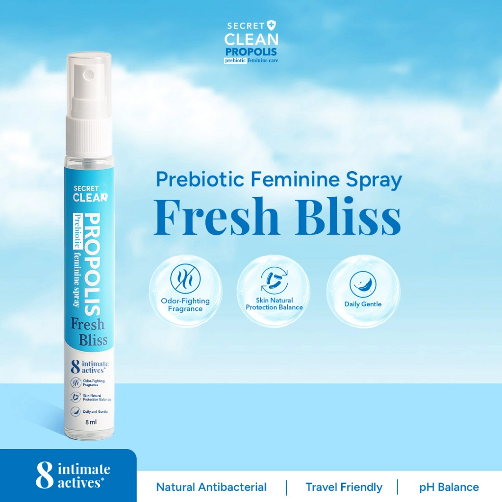 Secret Clean Propolis Prebiotic Feminine Spray Fresh Bliss 8ml | Pembersih Kewanitaan Wangi Travel