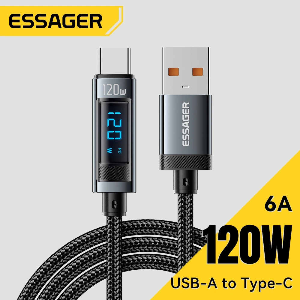 ESSAGER 120W Kabel Data Type C Fast Charging 6A Usb A To Type C Original Untuk Xiaomi Poco
