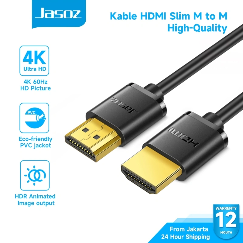 Jasoz Kabel Slim HDMI 2.0 Male to Male Adapter 4K 60Hz HDMI Kabel Laptop HDTV 1M-3M