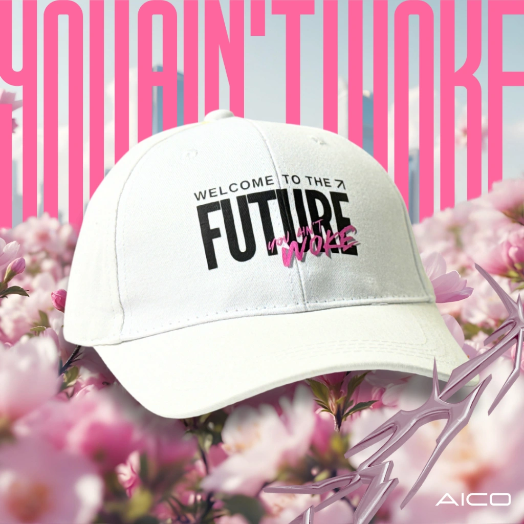 AICO - Exclusive Merchandise Cap Community White Unisex Woman Man Topi Wanita Pria Putih