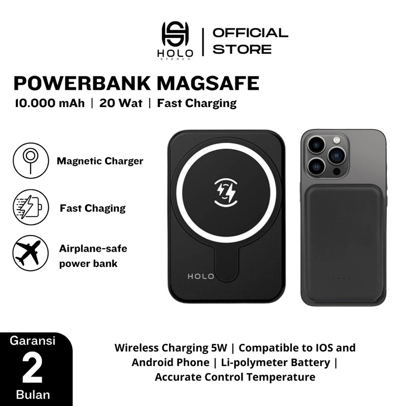 HOLO - Magnetic Magsafe Powerbank 20 W 10000mAh/15000mAH Wireless Battery Pack / Wireless Charger / Power Battery / Wireless