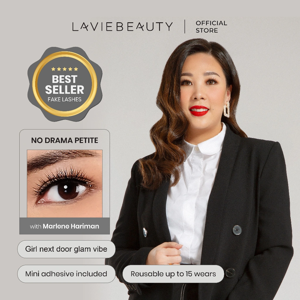 Lavie Beauty X Marlene Hariman No Drama Petite Bulu Mata Palsu Monolid Eye Glam Look With Natural