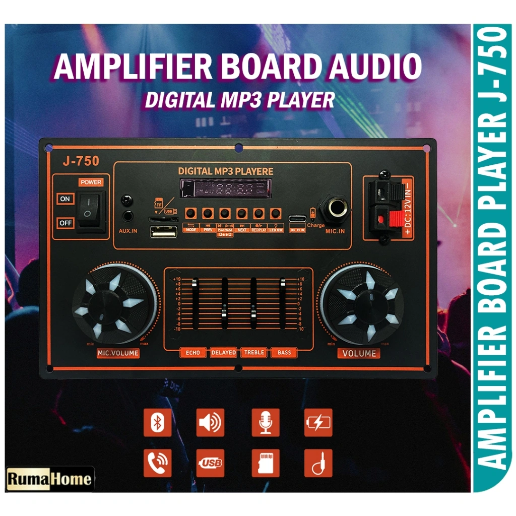 Amplifier Board 12V Bluetooth 5.0 Equalizer Power Support MP3 USB AV TF FM Remote Car Music BASS