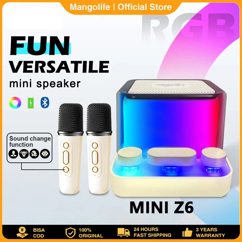 Speaker Bluetooth Transparan dengan Mikrofon, Karaoke Nirkabel, Lampu Suasana RGB yang Menyala, Subwoofer, dan Speaker Mini