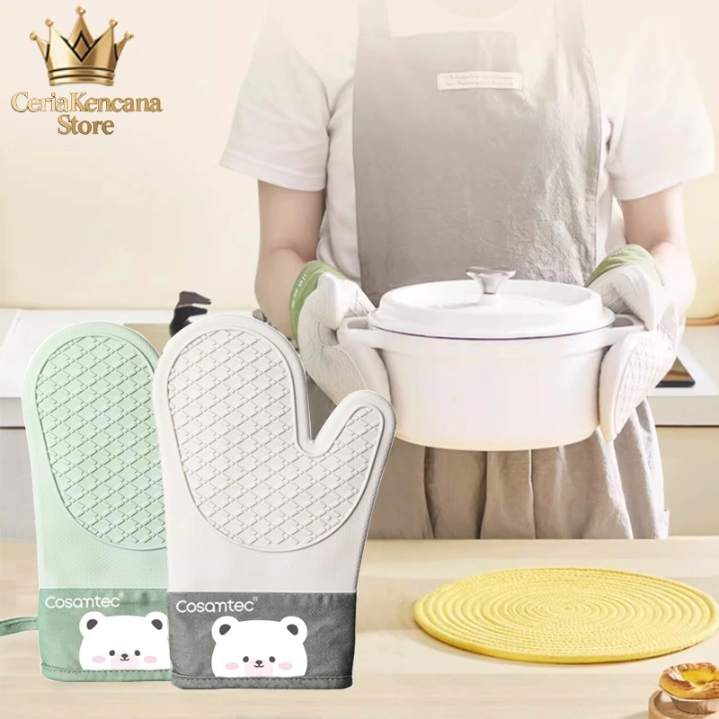 1Pc Sarung Tangan Silicone Oven Anti Panas Heat Resistant Anti-Scald Oven Baking Mitts Baking Gloves
