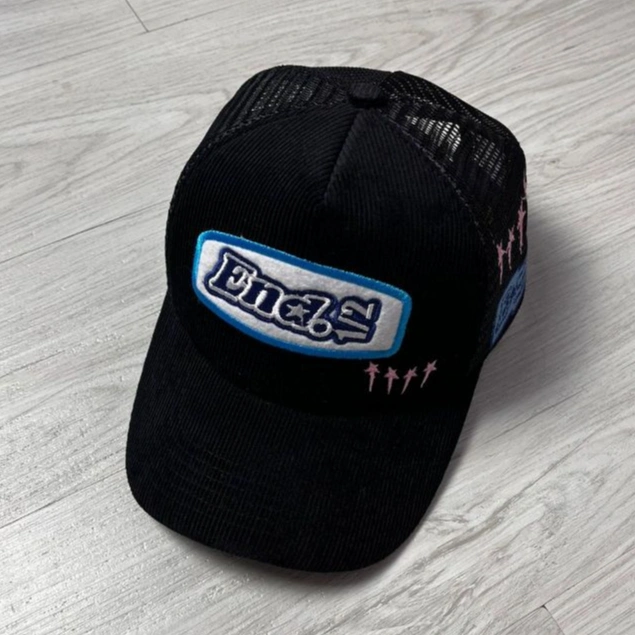 ENDYE.ID - Trucker Hat Corduroy Matrix Black / topi polocaps /Topi Baseball Cap/Topi basbal hitam Caps pria