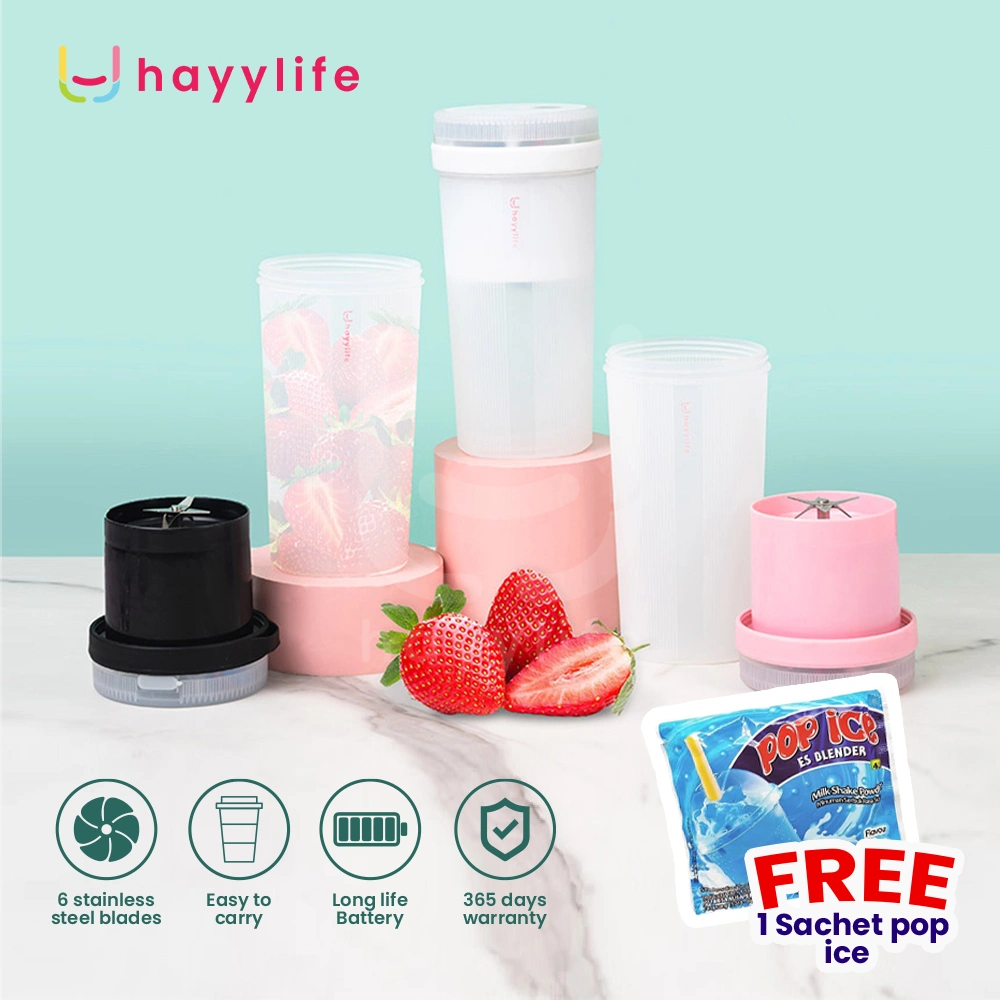 Hayylife [Free 1pcs Pop ice] Juicer Portable / Blender jus / Blender Mini Portable / USB Juicer 300 ML HL-DAB825