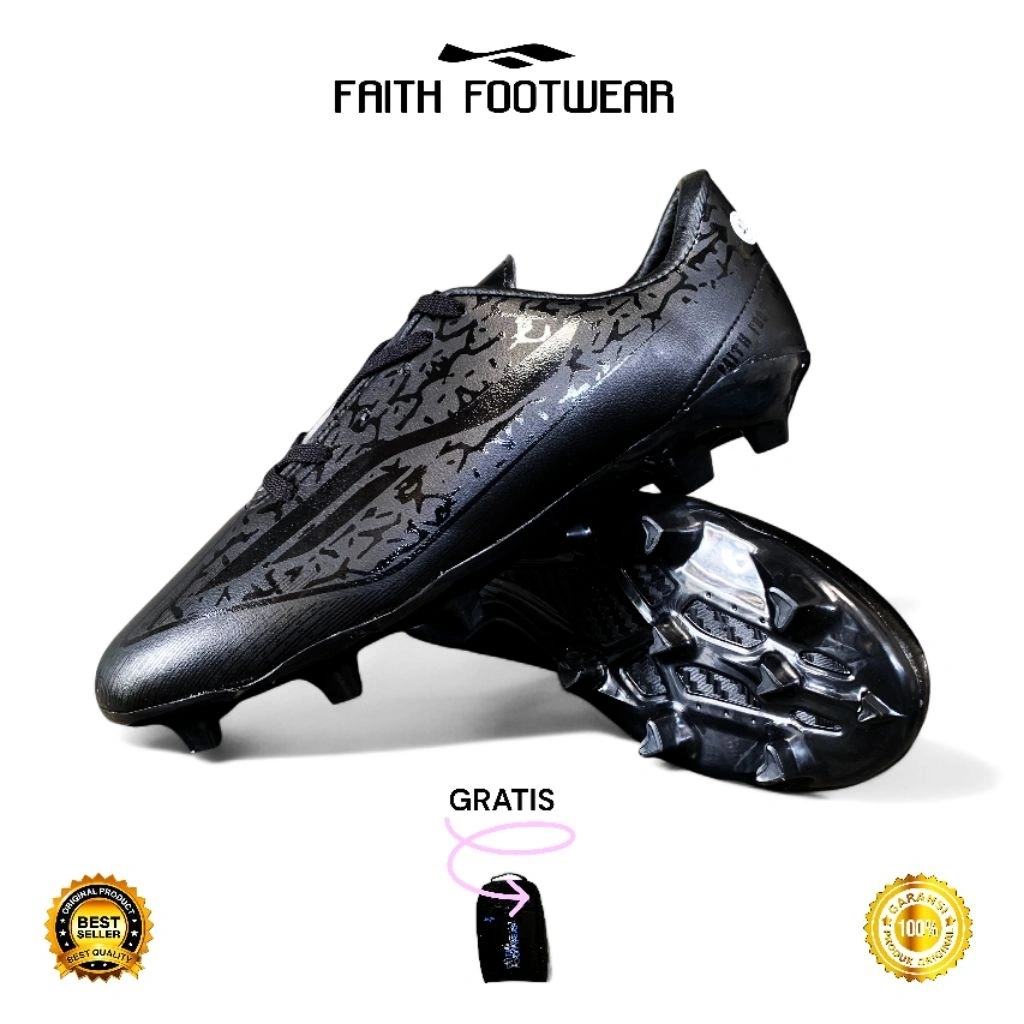FAITH FOOTWEAR - Sepatu Bola Dewasa Faith Spider Black Full Dewasa Original