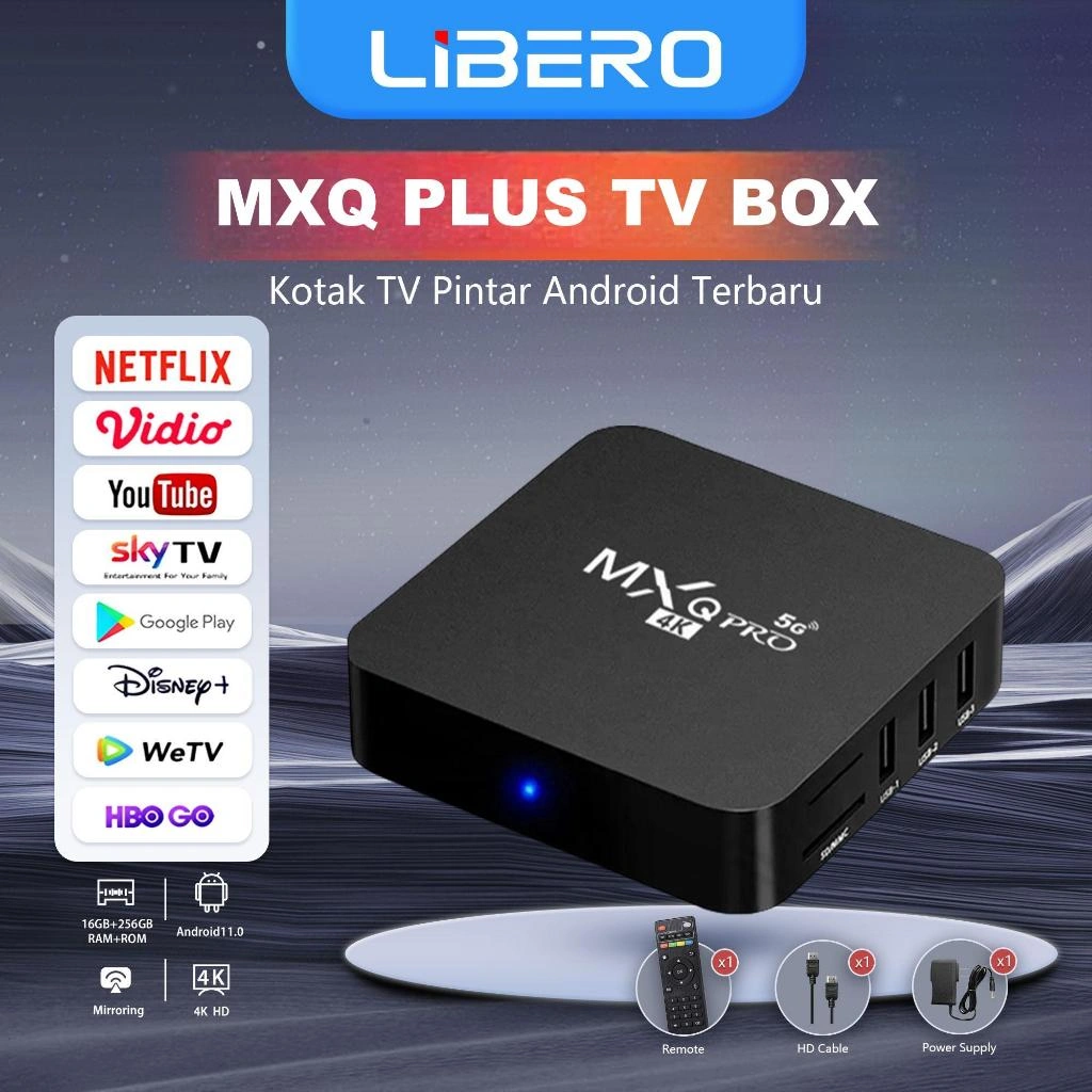 LIBERO TV BOX--Android smart TV Box -MXQ PLUS 4K HD 8G+128G 2.4GHz/5G WiFi Connection Support External Device USB Flash Drive Smart HD TV Box
