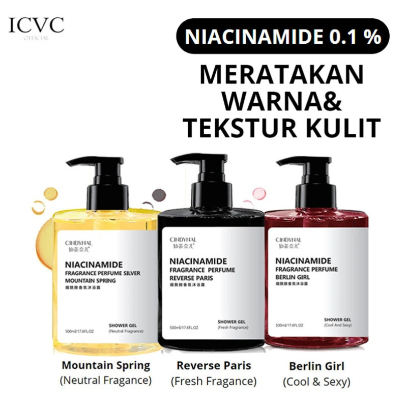 CINDYNAL Niacinamide | Brightening Shower Gel – Body Wash dengan Niacinamide untuk Kulit Tampak Lebih Cerah, Halus & Lembap