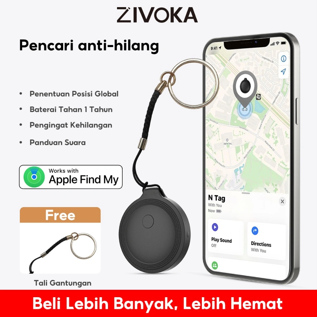 ZIVOKA ST01 Mini Anti-Loss Tracker: Pemosisian akurat Bluetooth, alarm anti-hilang, tahan air, daya tahan baterai lama, ringan dan portabel.