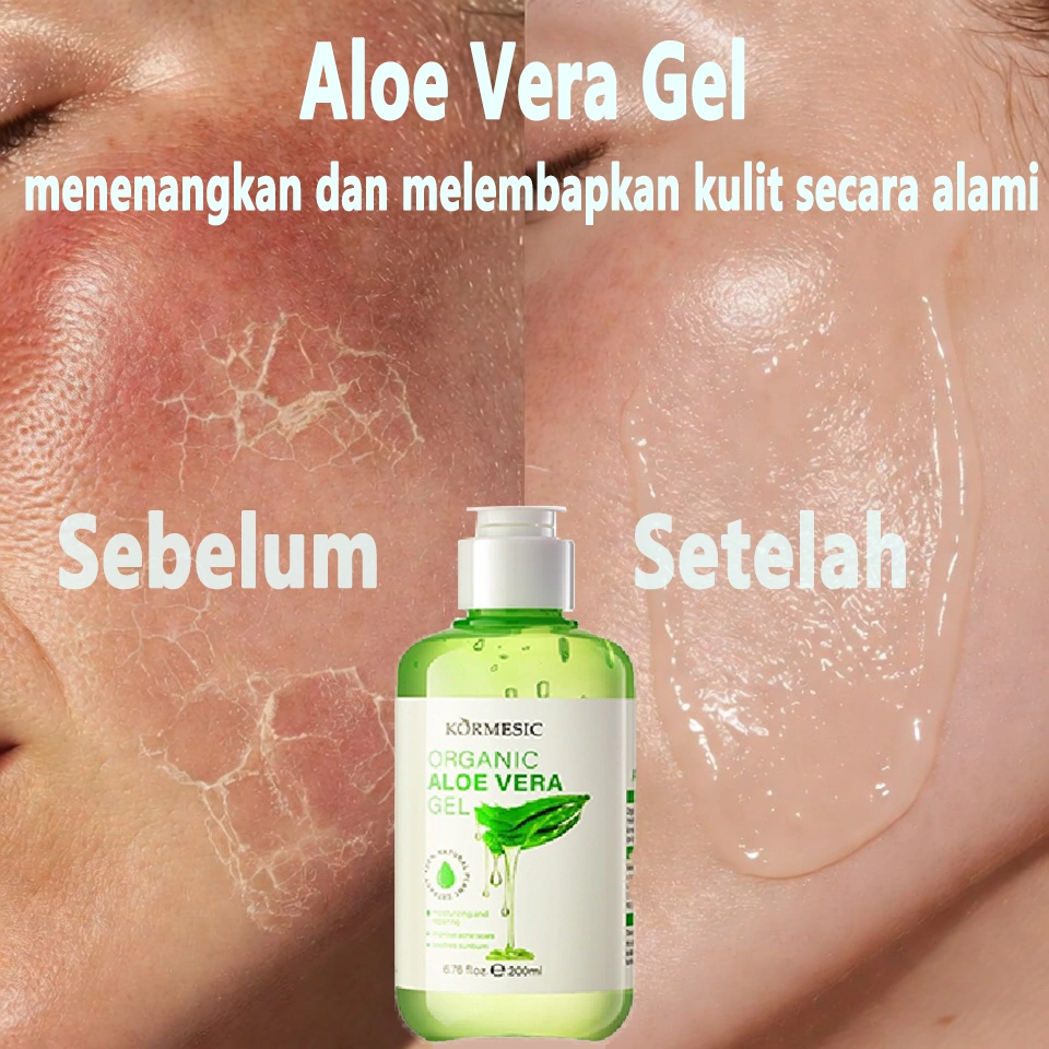 Aloe Vera Gel Alami untuk Wajah & Tubuh, Pelembap & Pencerah Kulit, Menyegarkan, Menenangkan, Mengatasi Jerawat, Luka, Sunburn, Anti-Penuaan, Perawatan Kulit Alami, Tanpa Paraben & Pewarna