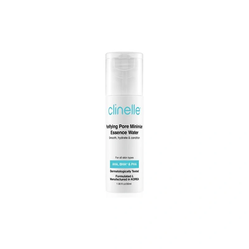 [Travel Size] CLINELLE Purifying Pore Minimizer Essence Water 30ML - Esens Wajah untuk Kulit Berminyak / Jerawat / Berpori  Meredakan Jerawat Mengontrol Sebum [ AHA BHA PHA | Double Tea Tree | Willow Bark Extract ]