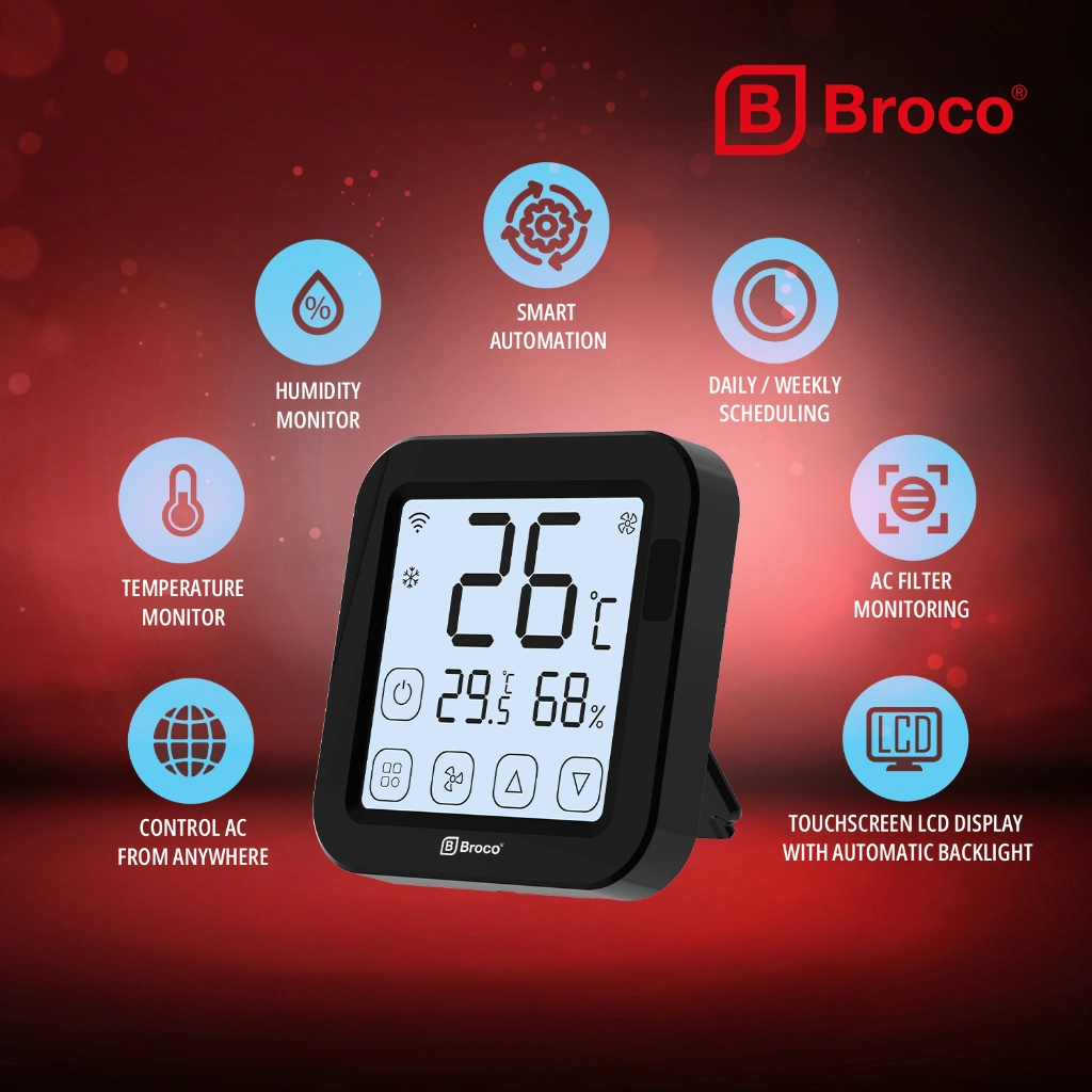 BROCO Smart HVAC Thermostat with Temperature & Humidity Sensor RC1210TH