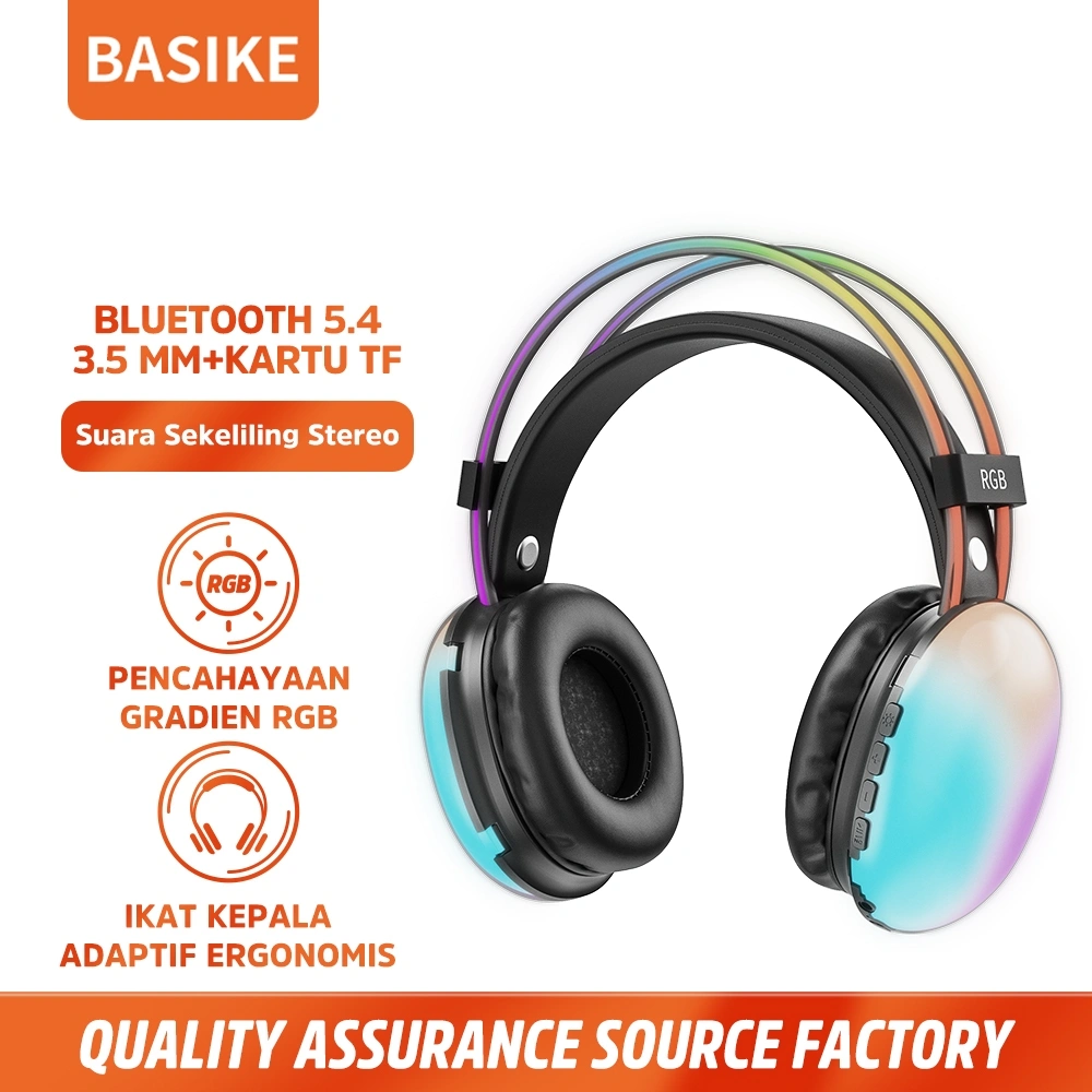 [HOT]BASIKE Headset Bluetooth kabel 3.5 mm headphone Gaming Bass with kartu TF Mic Kontrol Volume