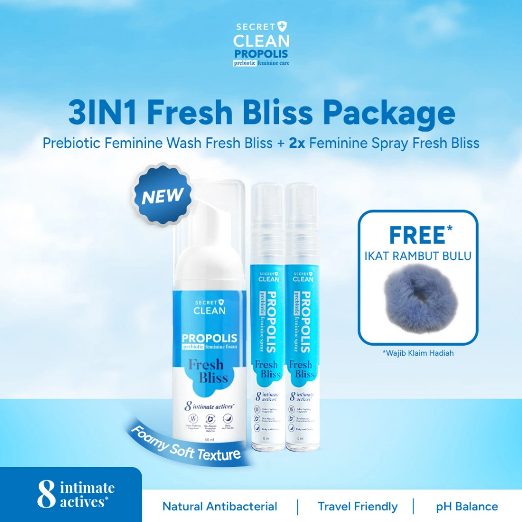 [Claim Free Gift][FRESH BLISS] Secret Clean Propolis Prebiotic Feminine Care Package 2pcs / 3pcs / 4pcs / 5pcs | Perawatan Pembersih Intim Kewanitaan Hygiene Sabun Foam & Spray