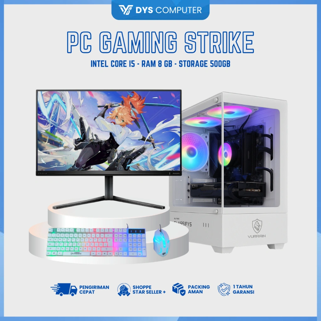 PC Full Set I5 Gaming Editing Ram 8GB / 500GB / SSD