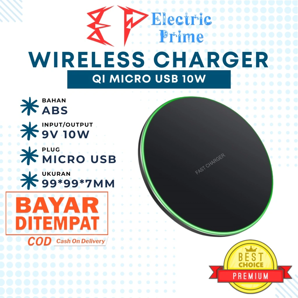 Wireless Charger Qi Fast Charging Pad Micro USB Port 10W LED Ring Indicator Adapter AirPods iPhone Samsung Dekstop