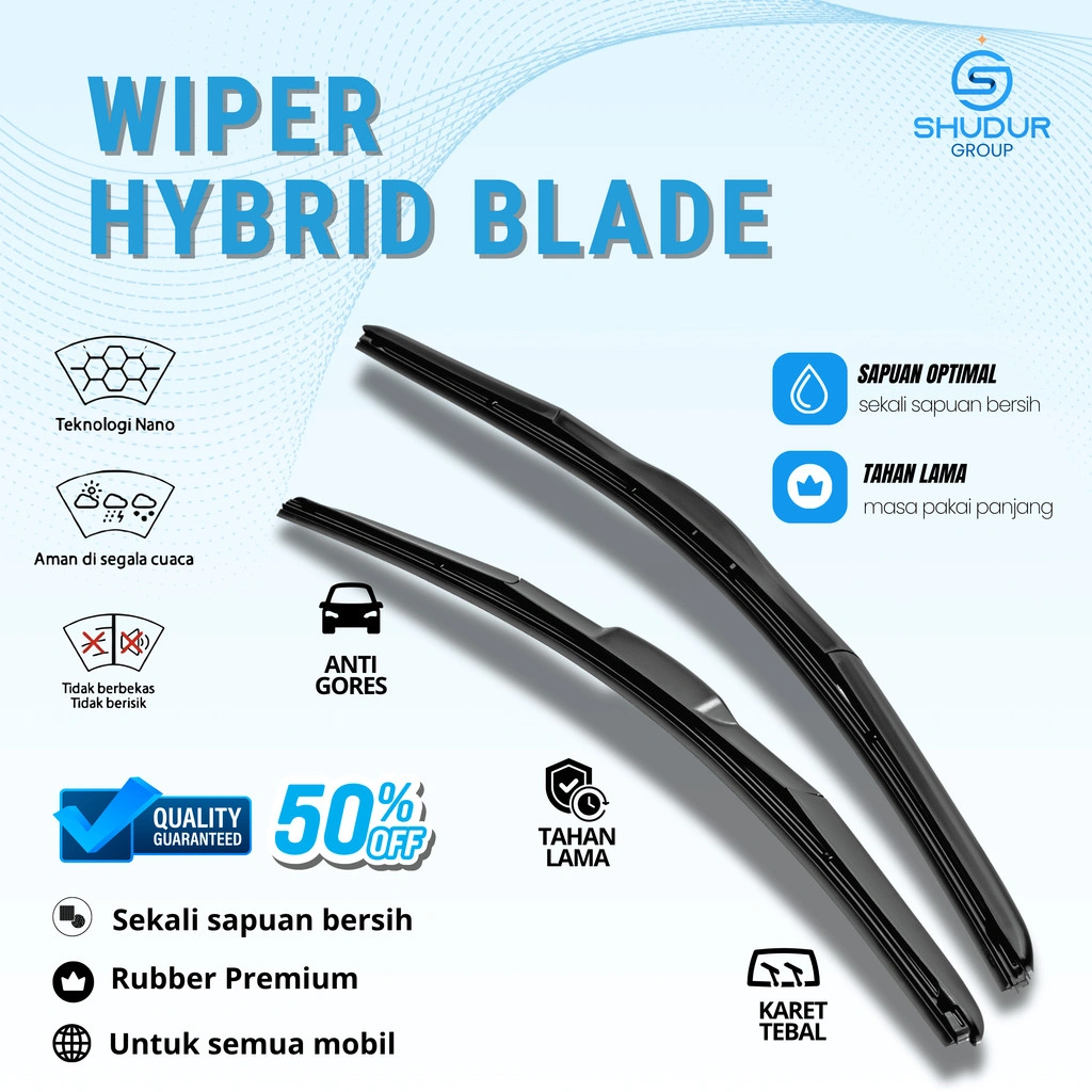 WIPER HYBRID BLADE Wiper Mobil Rangka Plastik Solid Semua Jenis Mobil