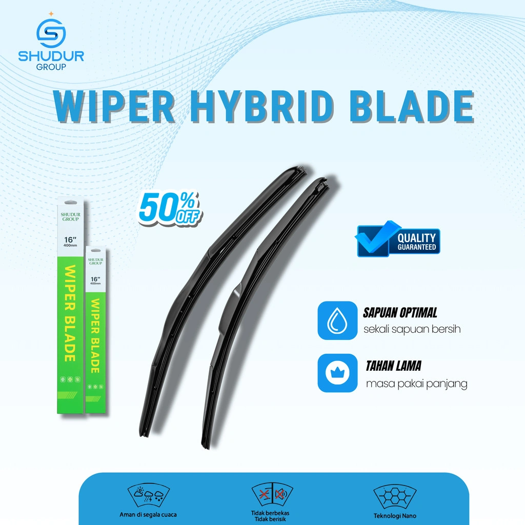 Wiper Mobil hybrid Blade Universal 1 Set Kiri dan Kanan Pembersih Kaca Depan