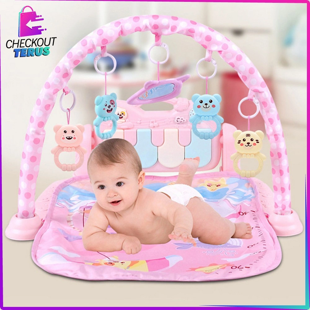 CT M15 M16 Baby Play Gym Kasur Bayi dengan Musical Rattle & Piano Mainan Anak Playgym Bayi dan Balita Playmat Matras