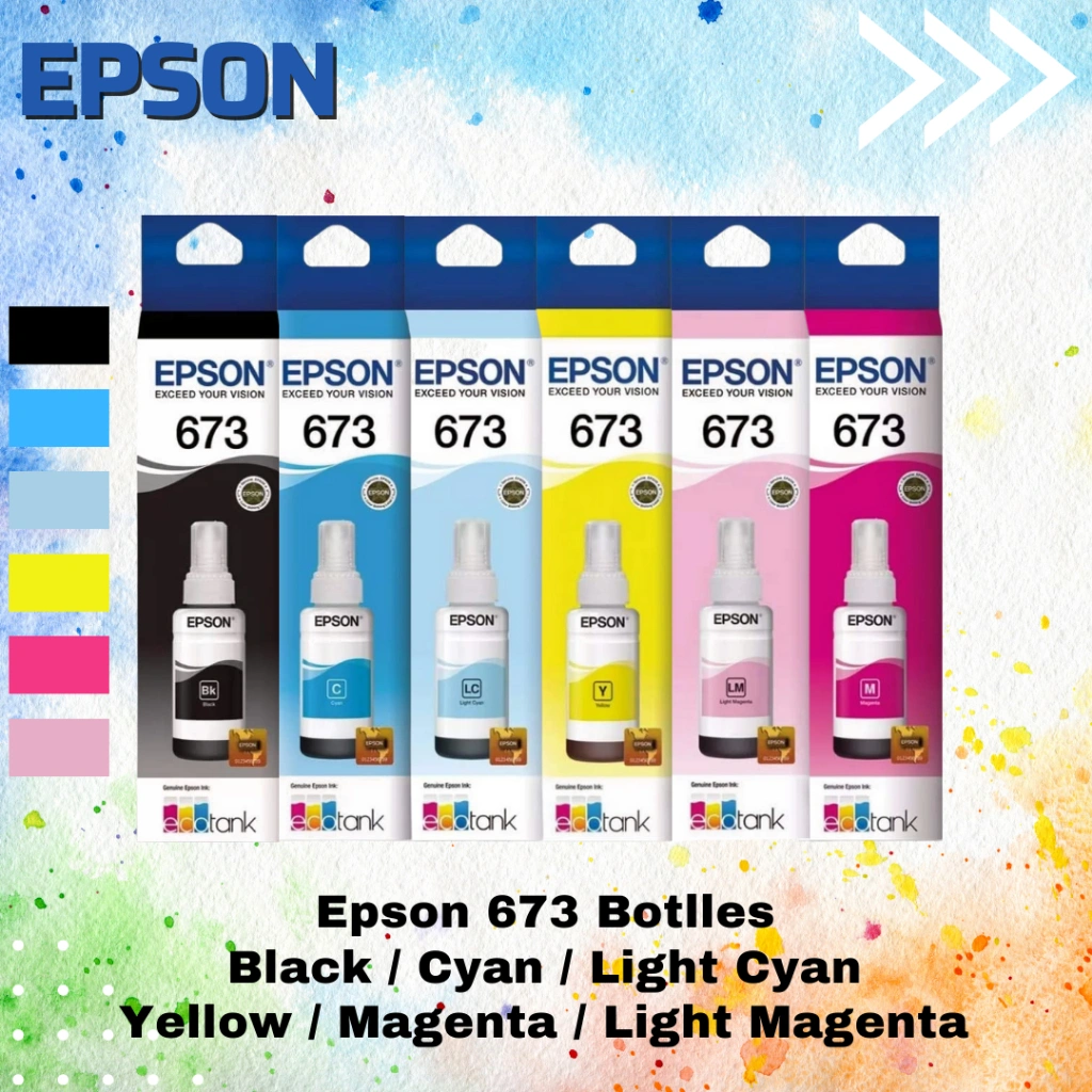 1 Set Tinta Epson 673 Original Seri L For Printer L100 L110 L111 L120 L130 L132 L200