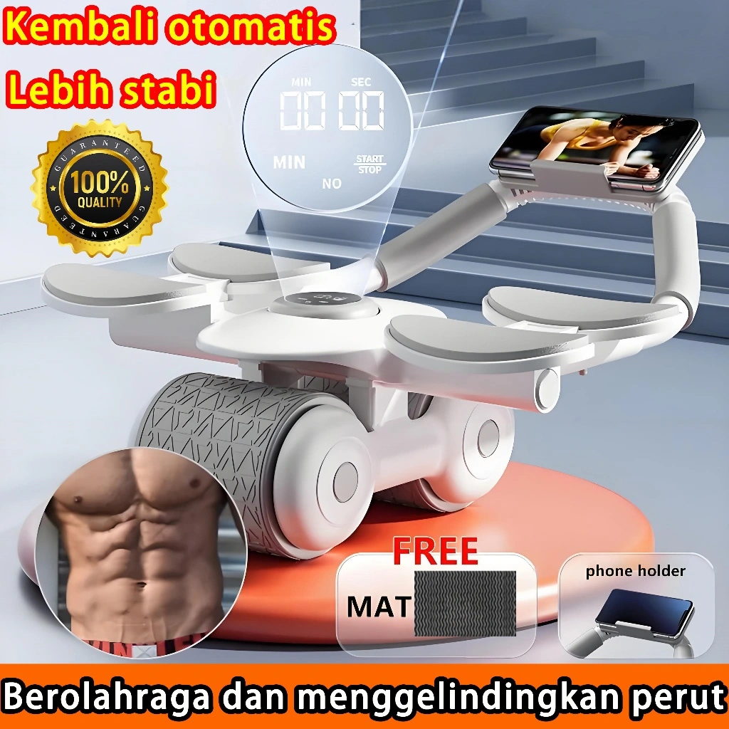 3 Hari untuk mendapatkan otot perut AB Roller Wheel Dilengkapi dengan timer Rebound otomatis Dukungan siku Rem pintar Cocok digunakan oleh pria dan wanita Abdominal Core RollerWheels Plank Trainer Abdominal Roller Roda Perut