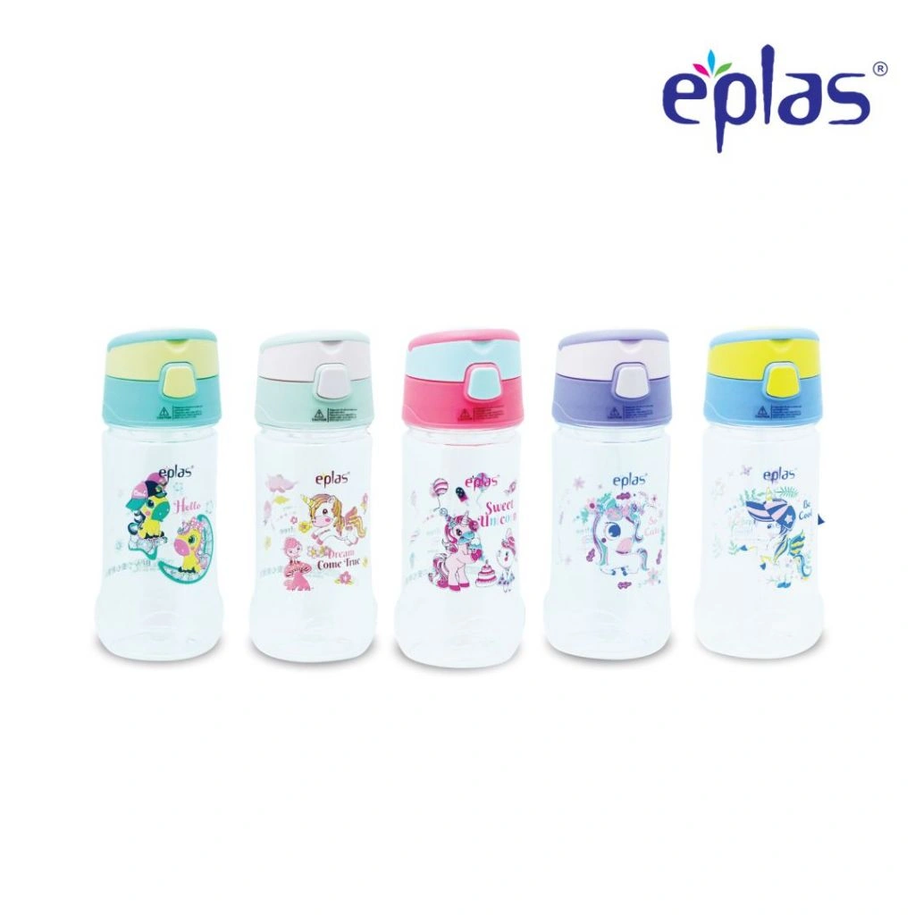 EPLAS Kids Botol Minum Anak Premium Tritan 450ml Unicorn Water Bottle With Straw & Handle EGQP-450