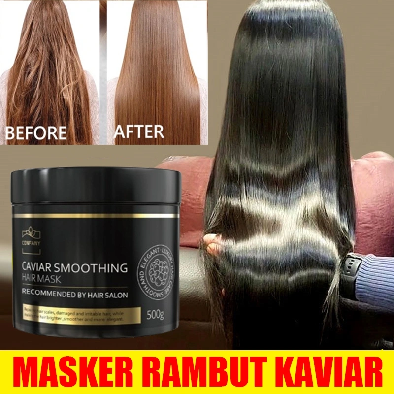 BPOM isi 500g Krim Pelurus Rambut Masker Rambut Kaviar Hair Mask Masker Rambut Keratin Perawatan Rambut Rusak Masker Rambut Kering Dan Yang Keriting Caviar Smoothing Hair Mask