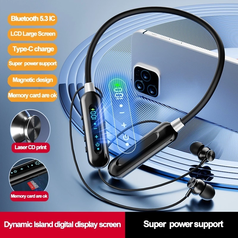 2024 NEW Wireless Headphone Fone Bluetooth 5.3 Neckband Earphones Silicone Hifi Stereo Sports Headset Halter Waterproof Magnetic Earbuds with mic Supports TF cards