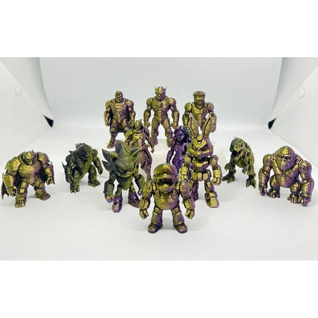 Action Figure BENTUK ROBOT Karakter Gantungan kunci ganci unik emas gold 3D print berubah warna flash Superman batman