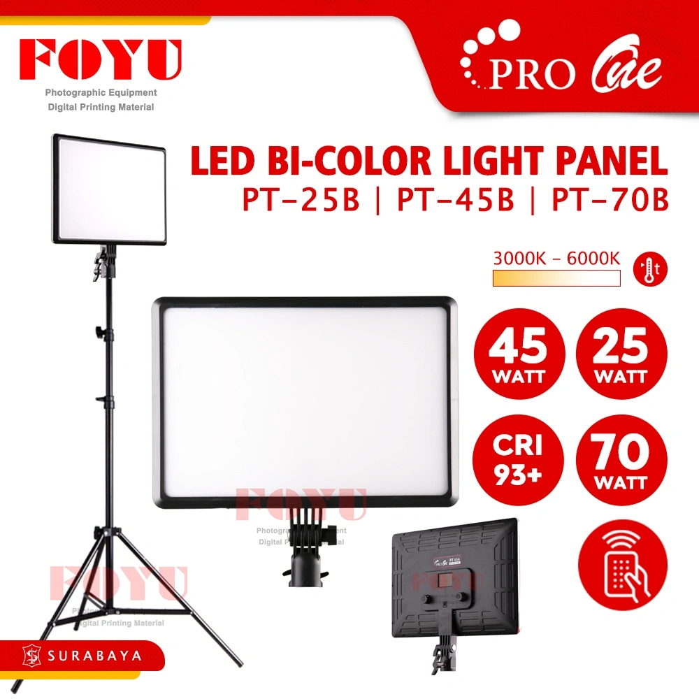 Pro One LED Bicolor Light Panel Lampu Kotak Penerangan 25W 45W 70W Watt Continuous Kelvin Make Up MUA PT Series
