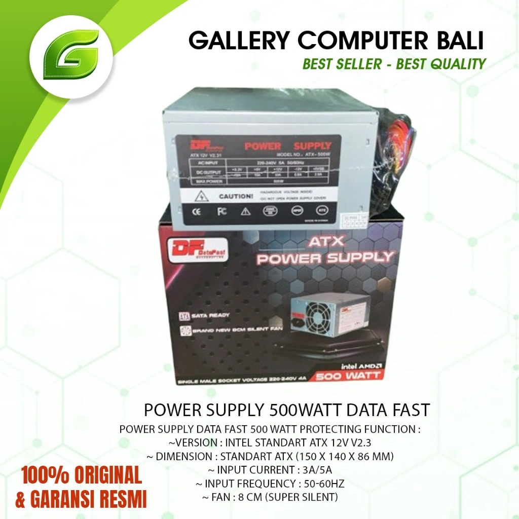 Power Supply DATA FAST 500W ATX Fan 8cm - PSU 500 Watt Standart ATX