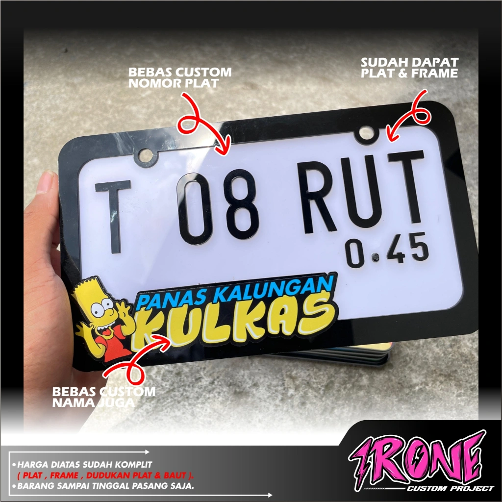 IRONE CUSTOM FRAME PLAT NOMOR VIRAL MODEL JDM ALL DESAIN SUDAH PNP SEMUA MOTOR K.03