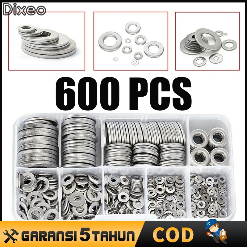 600pcs O Ring Flat Plat Seal Sel Baut Gasket Nut Washer Plat Spacer Metal 304 Stainless Steel