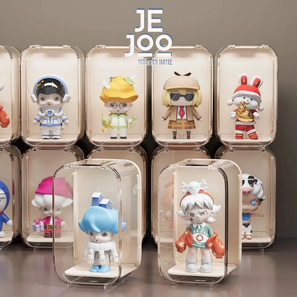 JEJOO - JUNG Rak Mainan Funko Pop Minimalis Modern Kotak Pajangan Action Figure Smart Kotak Display Pajangan Rumah Pelindung Mainan Anak Stackable Display Box Pop Mart Tumpuk